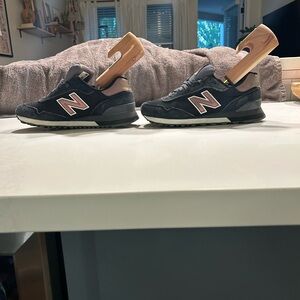 New Balance Black Sneakers with Pink 'N' Accent and Tan Heel